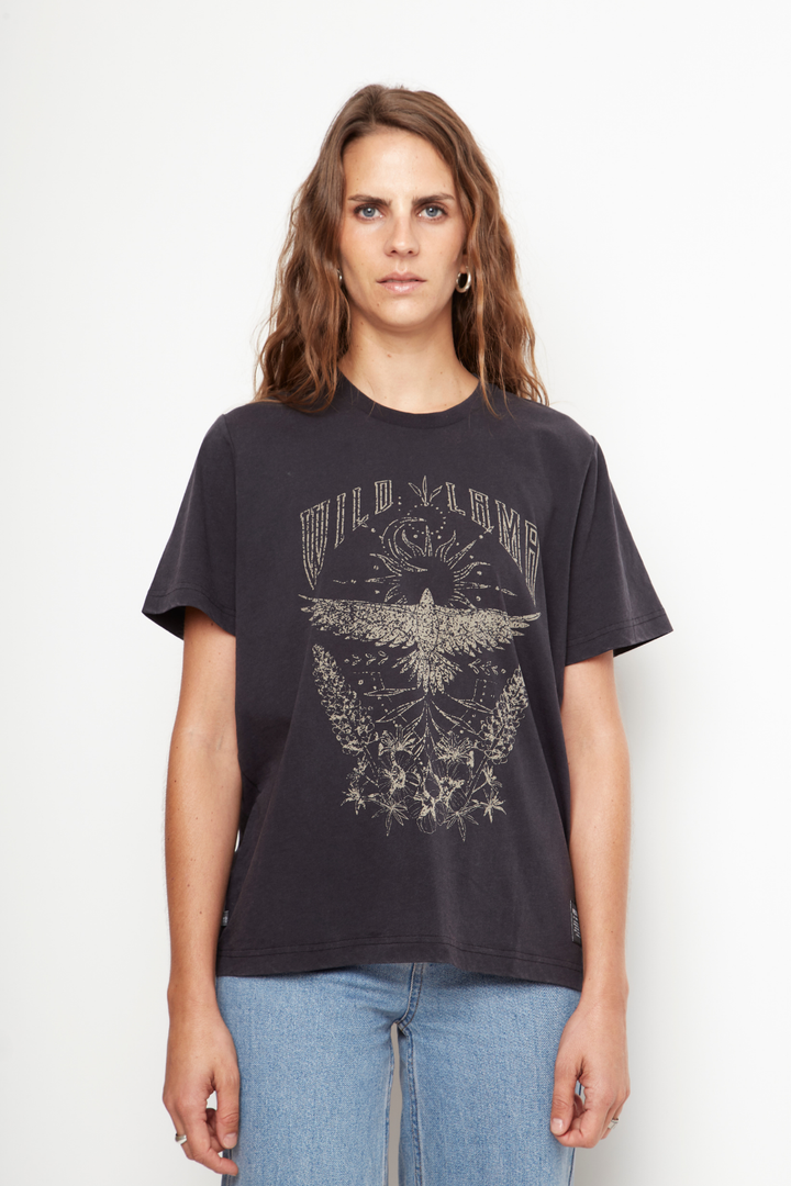 Polera Genovesa Organica Negra Aguila Mujer