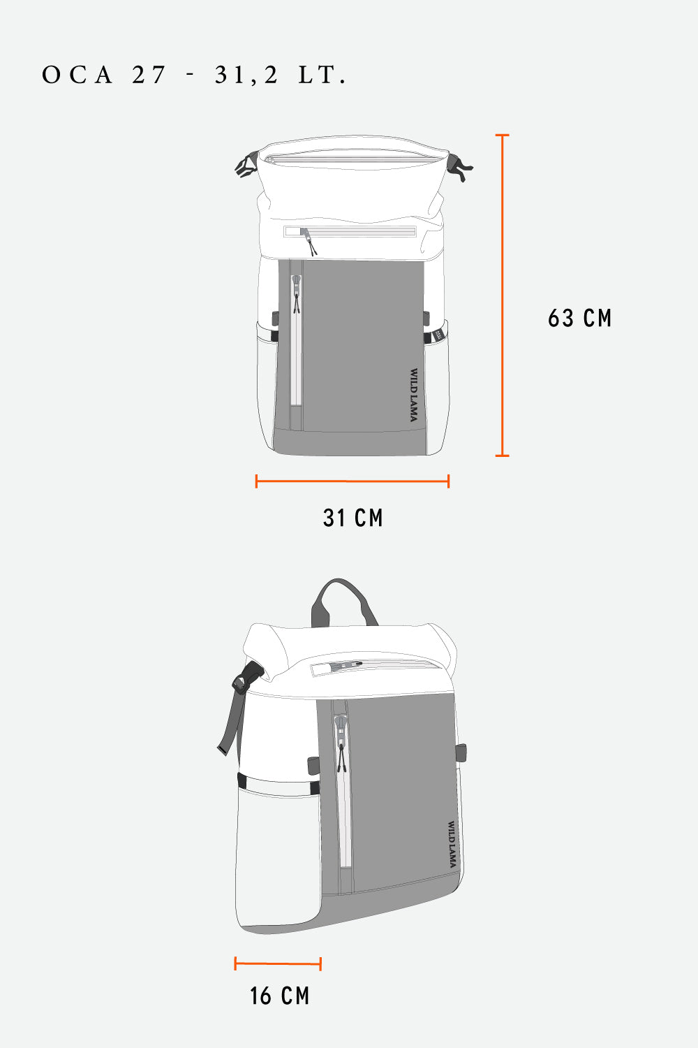 Mochila Travel Oca Reciclada Negra 27 a 31,2 Lts.