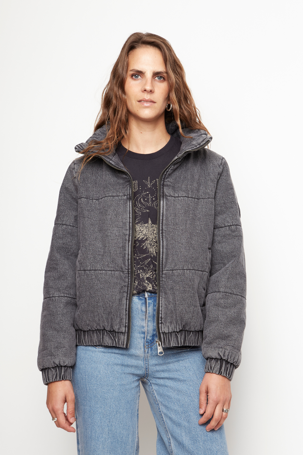 Parka Puffa Jeans Silveria Orgánica Negra Mujer