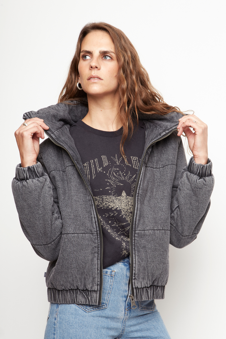 Parka Puffa Jeans Silveria Orgánica Negra Mujer