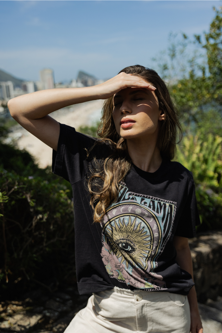 Polera Genovesa Orgánica Negra Sol Mujer