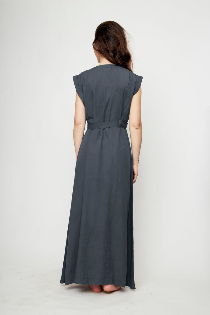 Vestido Dixy Fibra Origen Natural Gris Mujer