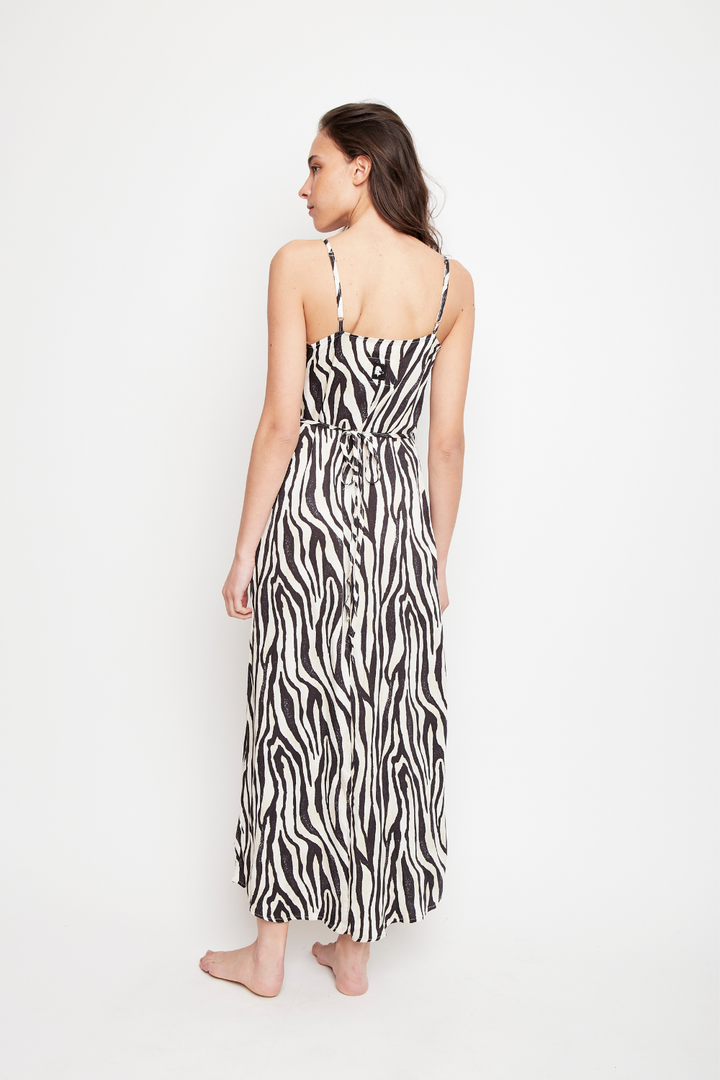 Vestido Largo Ecuador Zebra Negro Mujer