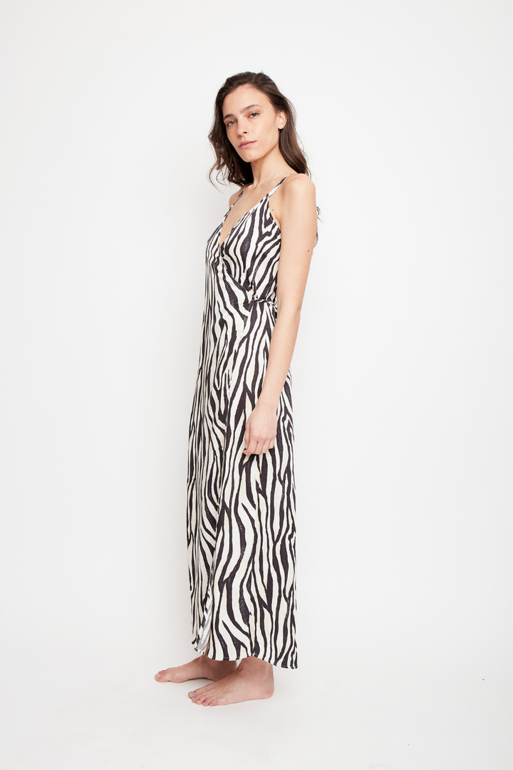 Vestido Largo Ecuador Zebra Negro Mujer