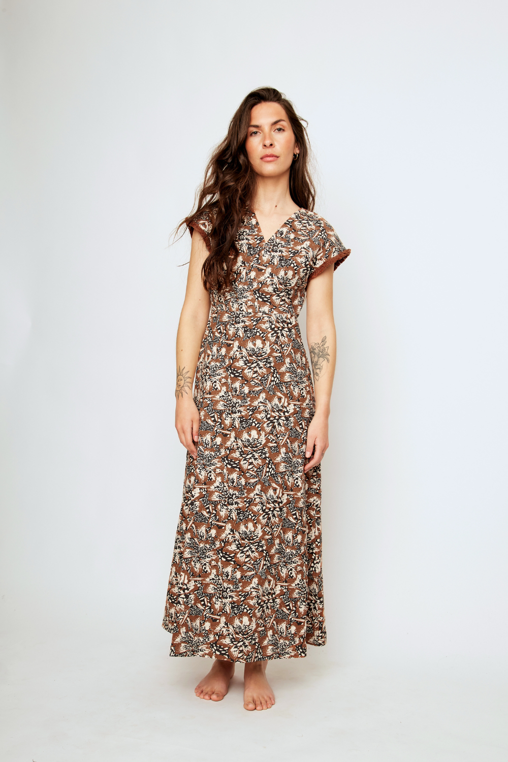 Vestido Rose Orgánico Print Terracota Animal Flora Mujer