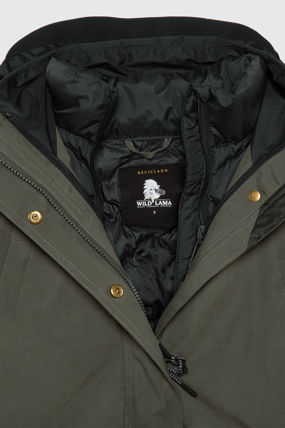 Parka Ruga 3 en 1 Reciclada Verde Militar Mujer