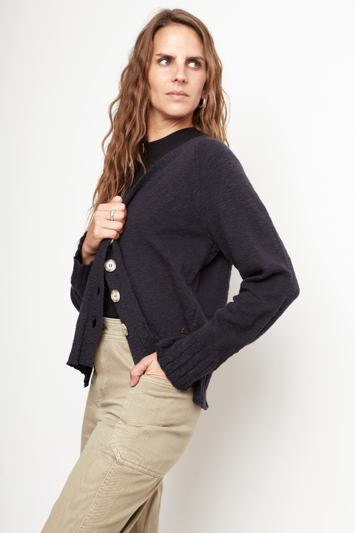 Cardigan Nola Orgánico Gris Oscuro Mujer