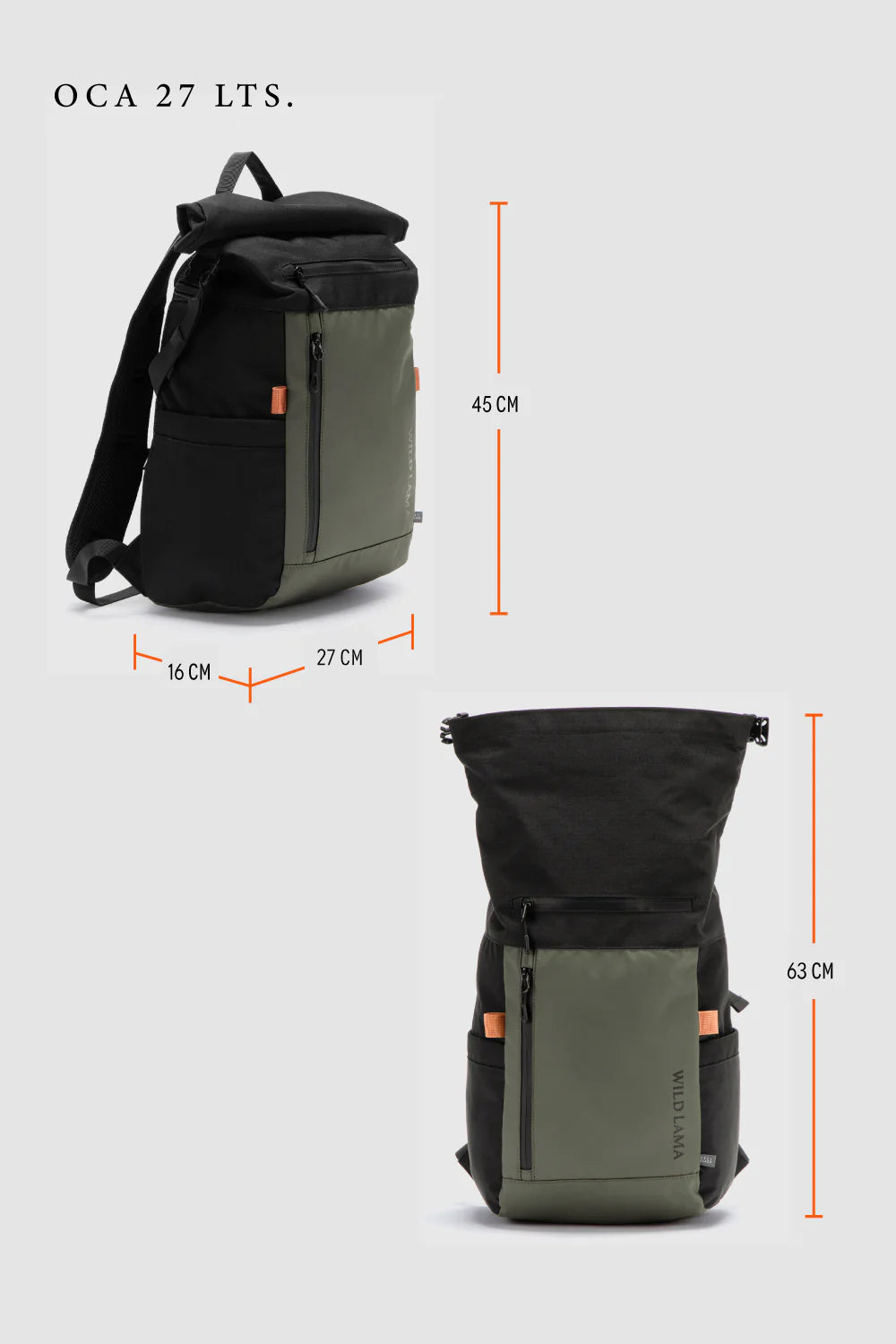 Mochila Travel Oca Reciclada Verde 27 Lts.