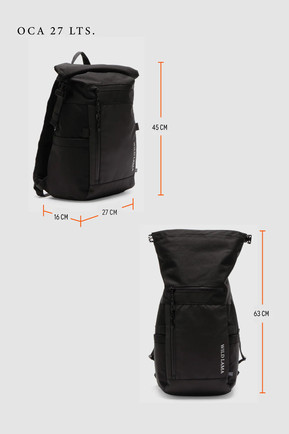 Mochila Travel Oca Reciclada Negra 27 Lts.