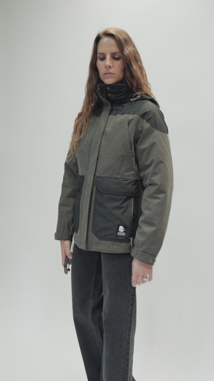 Parka Ruga 3 en 1 Reciclada Verde Militar Mujer