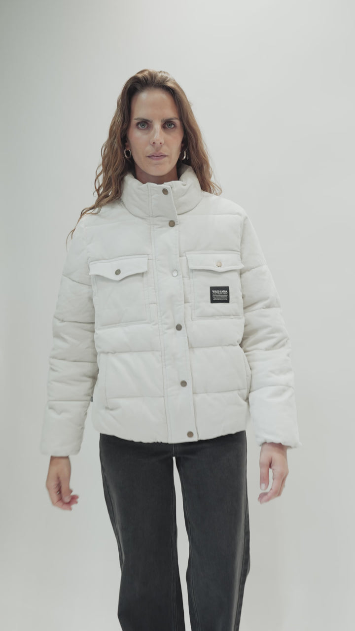 Parka Chic Puffa Orgánica Crudo Mujer