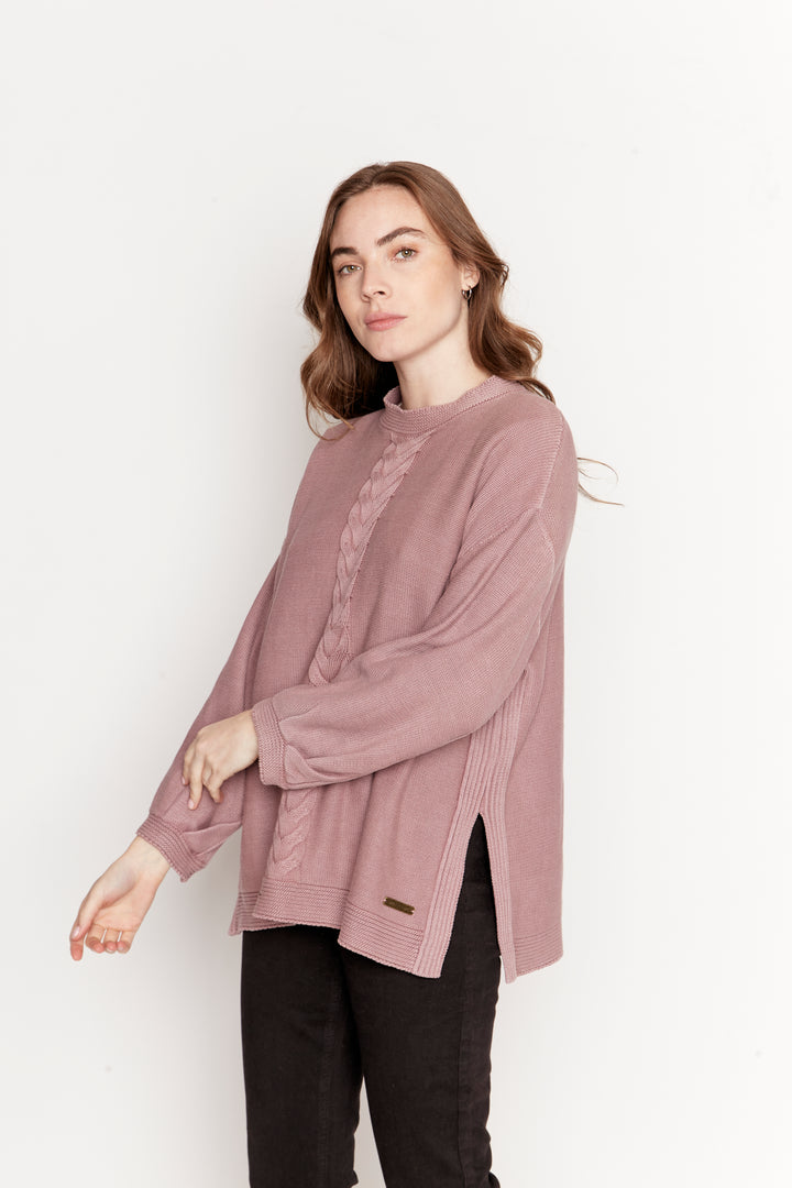 Sweater Noir Orgánico Rosado Mujer | Wild Lama